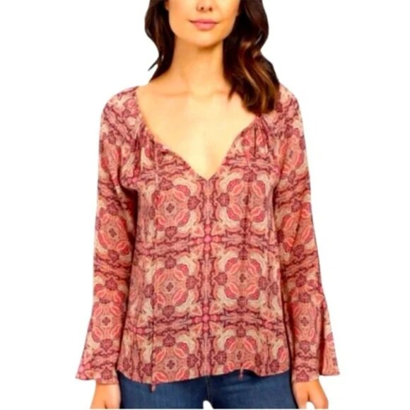 Sanctuary Lyric Top Pink Medallion Boho Peasant Blouse Size S - Picture 1 of 13